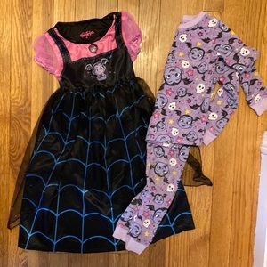Vampirina girls 4t PJ set and nightgown- like new.